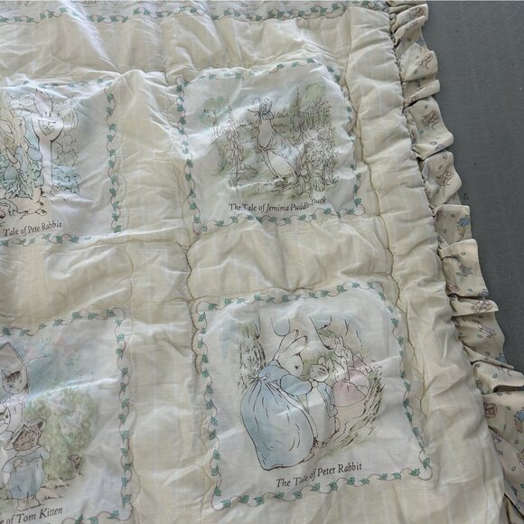 Quiltex Vintage Peter Rabbit Beatrix Potter Baby Pastel Quilt Blanket USA 1994 - Picture 2 of 8